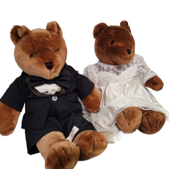 vintage 1983 Aldon heart co bride and groom teddy bears huntington beach - Picture 3 of 10